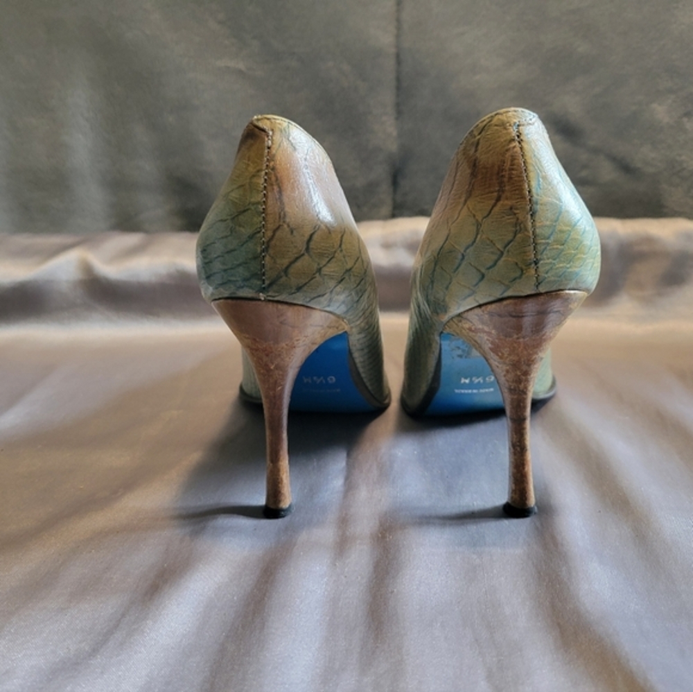 Teal and Brown Heeled Pumps